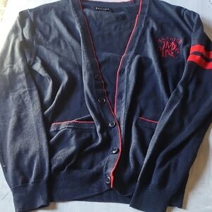 Black and Red Button-Up Cardigan